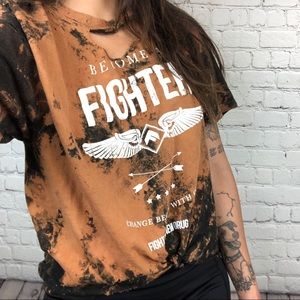 BECOME A FIGHTER bleached crop top